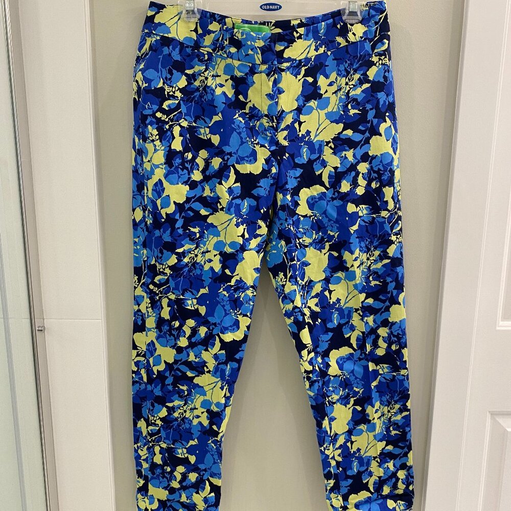 Cappagallo Cropped Cotton Pants, Size 8, Floral Pattern